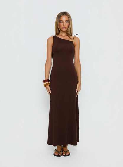 Lorinna Tie Shoulder Maxi Dress Brown