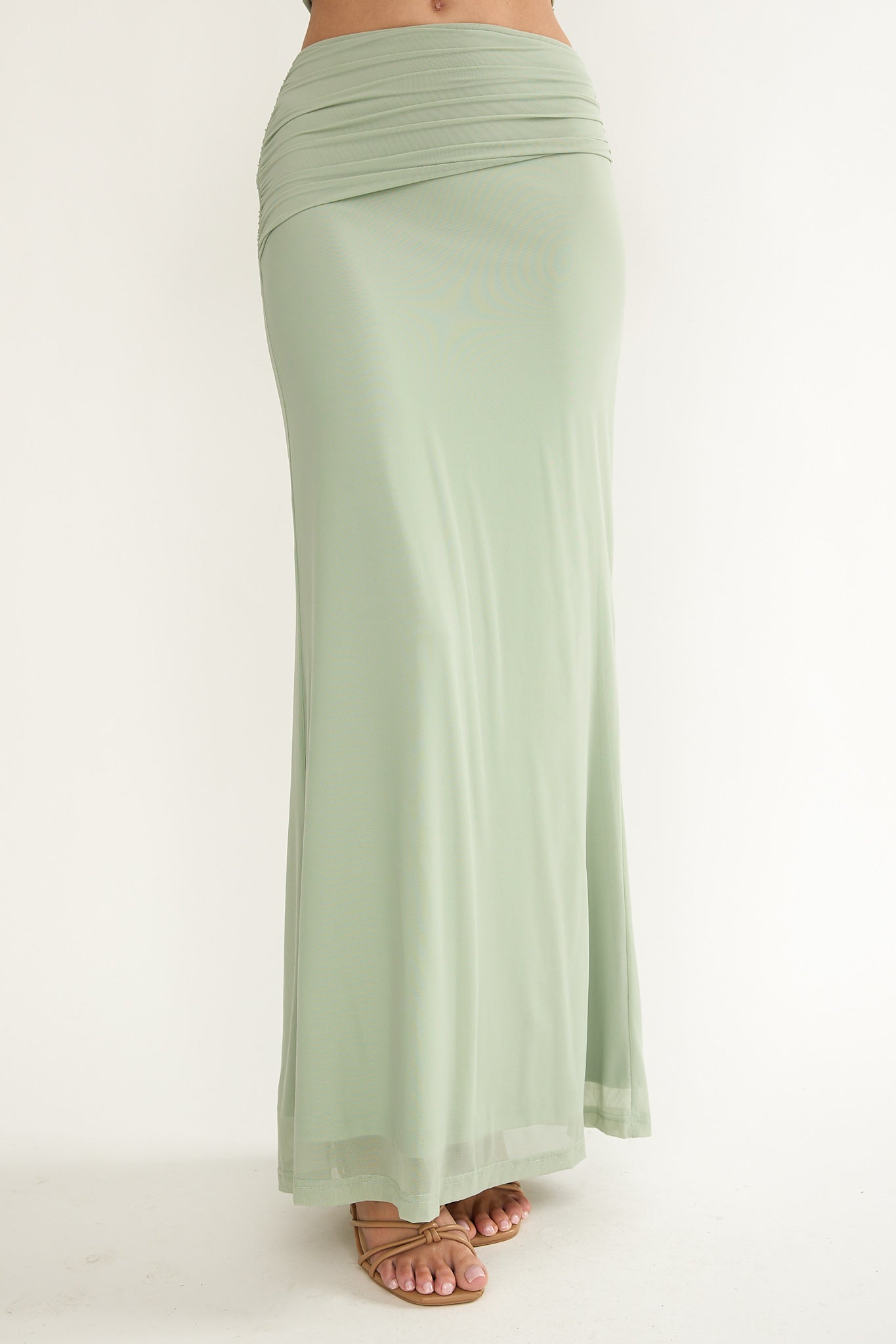 Gala Ruched Waist Maxi Skirt Sage