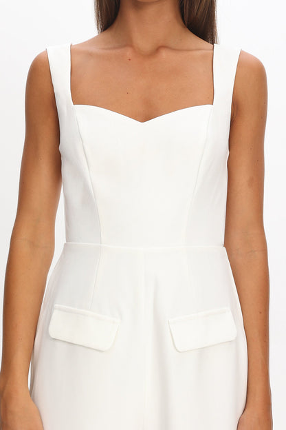 Atheena Faux Pocket Jumpsuit White