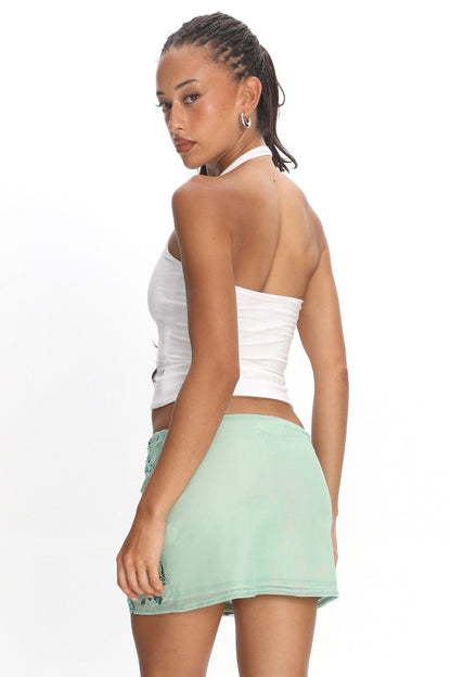 Avelyn Sequin Mini Skirt Floral Mint