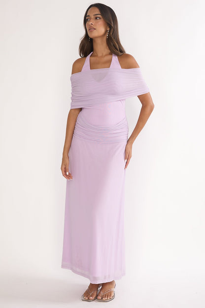 Carielle Off-Shoulder Halter Maxi Dress Lilac