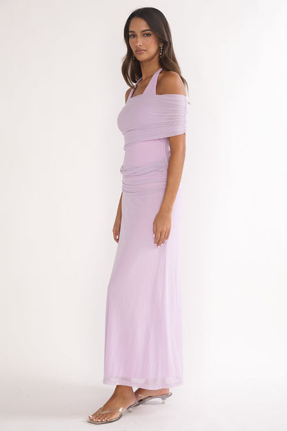 Carielle Off-Shoulder Halter Maxi Dress Lilac