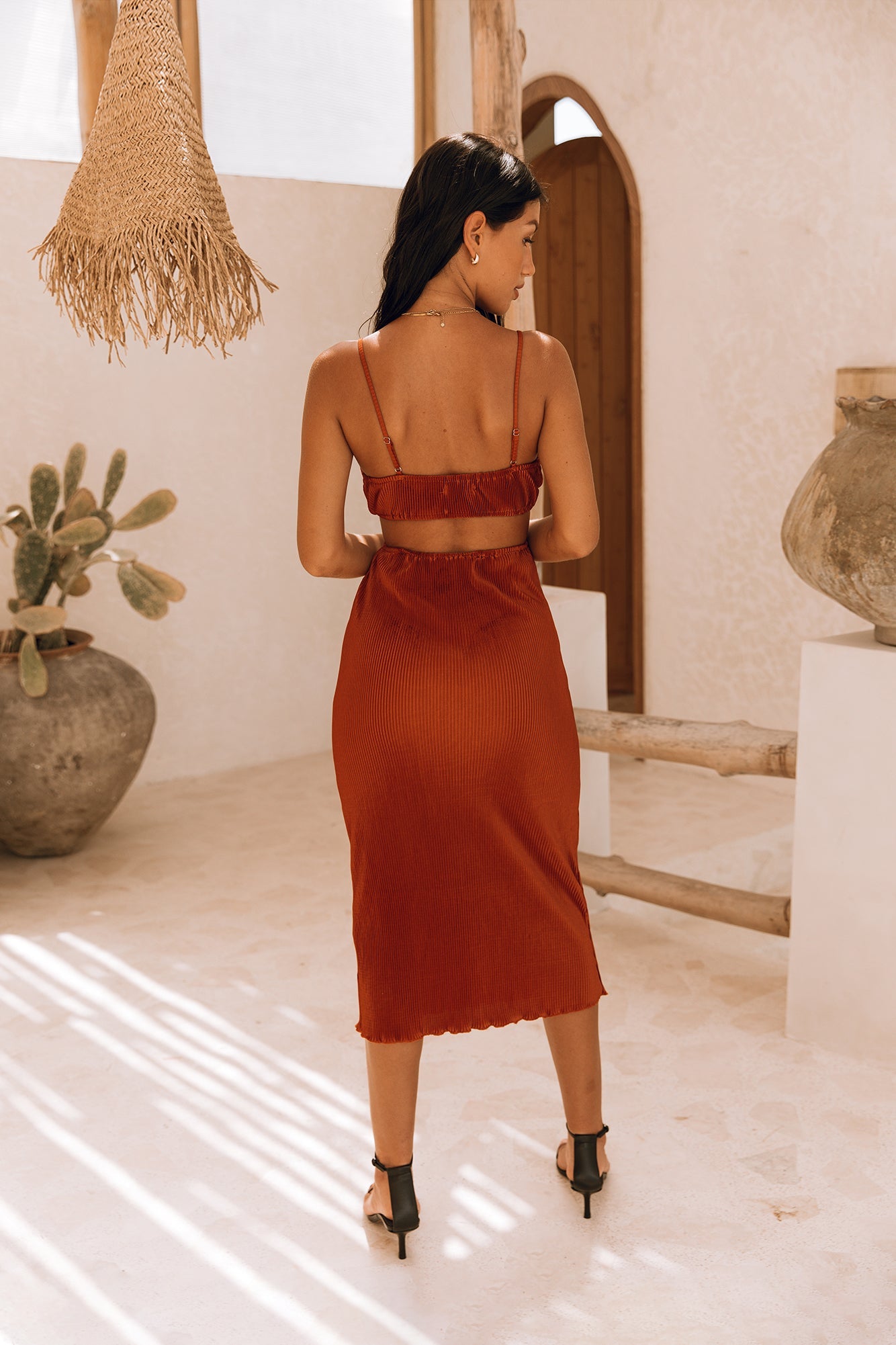 On My Way Midi Dress Rust