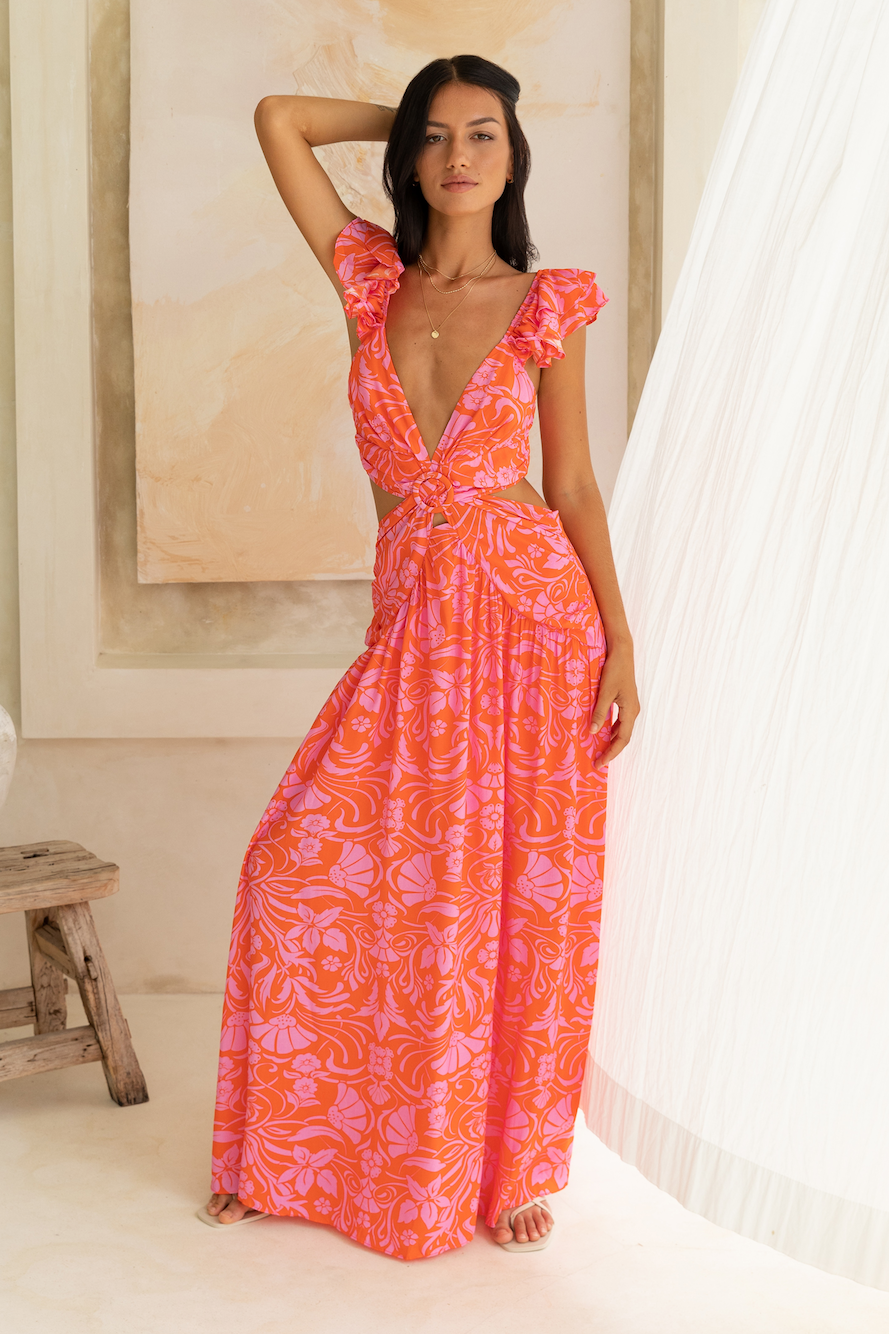 Blossoming Thoughts Maxi Dress Red