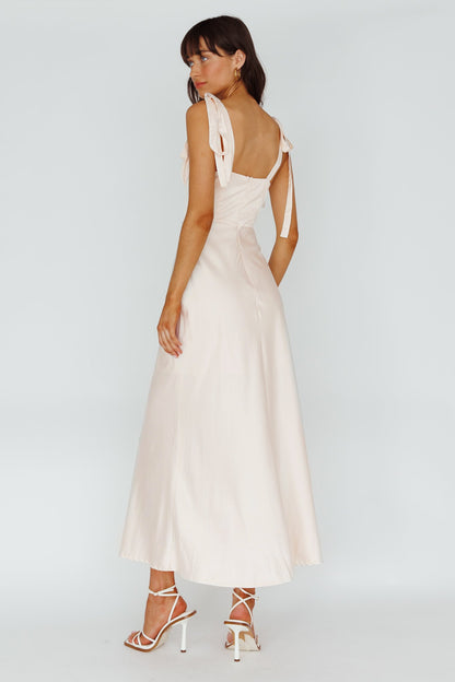 Pennelope Tied Shoulder Maxi Dress Ivory