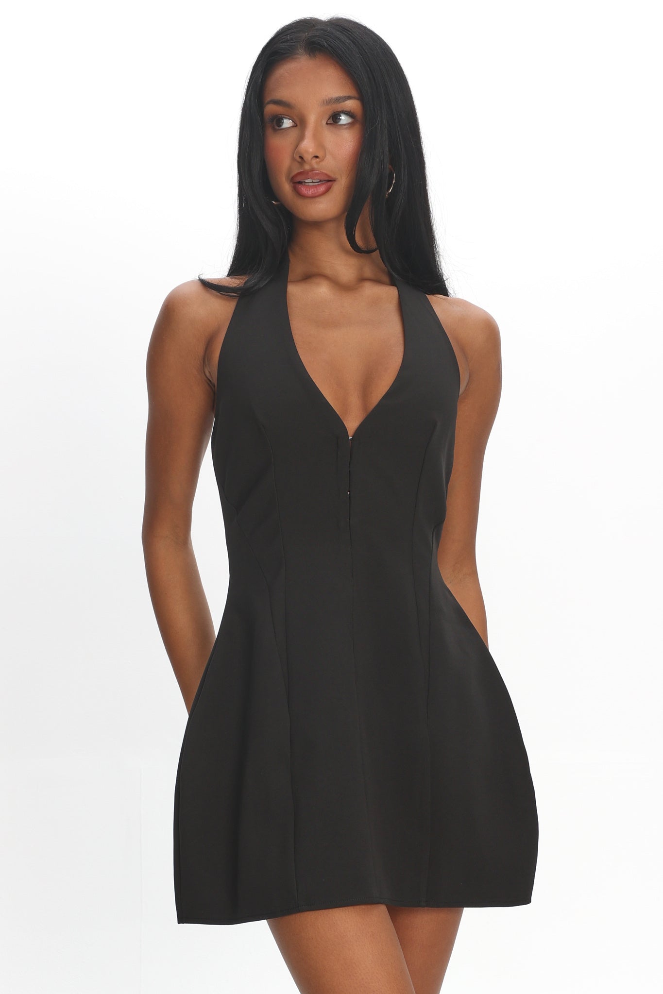 Elisabet Halter Neck Mini Dress Black