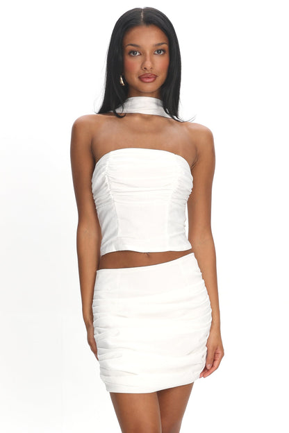 Charise Ruched Mini Skirt Ivory
