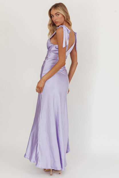 Aquila Tied Shoulder High-Low Hem Dress Lilac