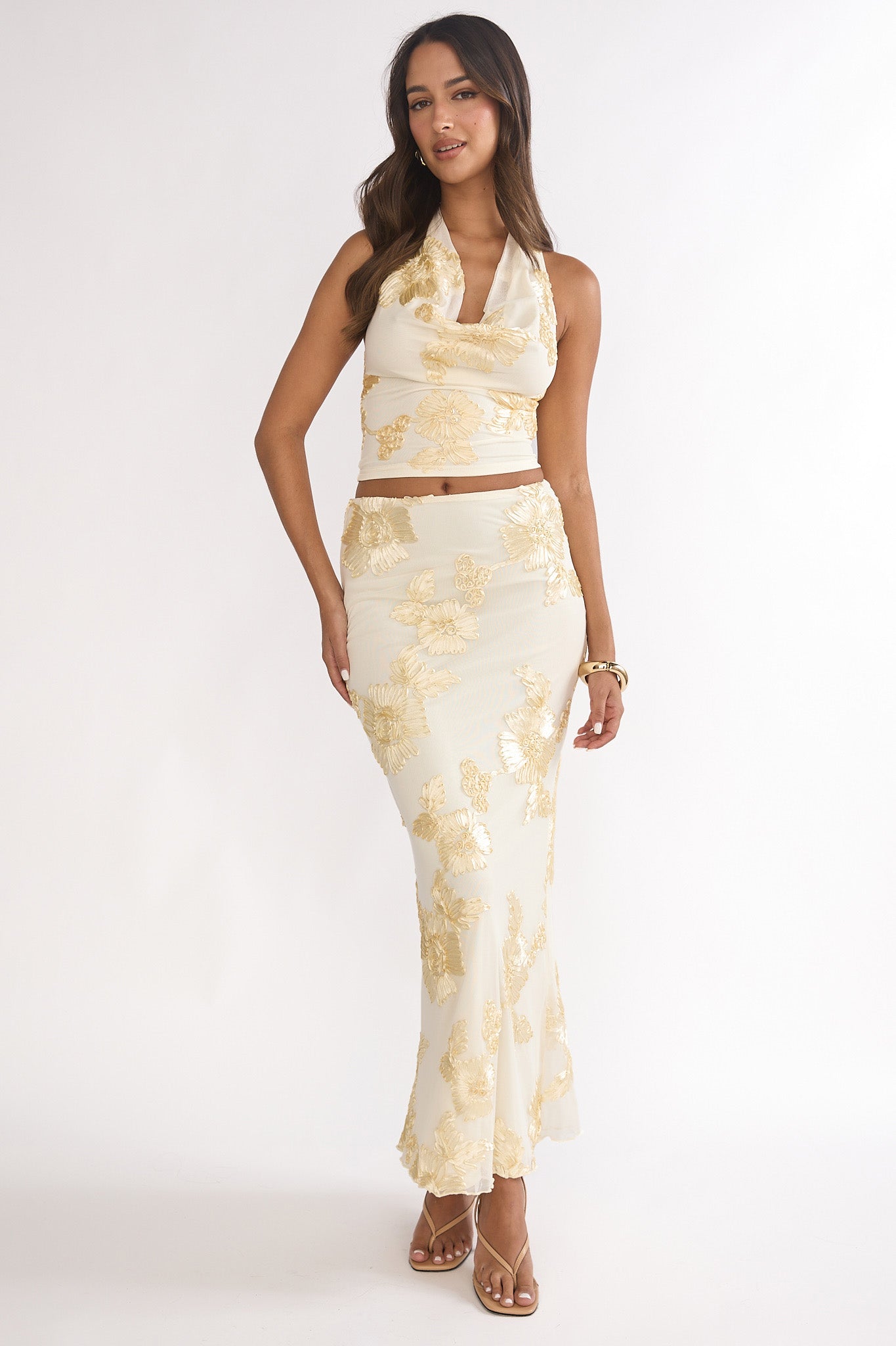 Golden Hours Maxi Skirt Embellished Yellow