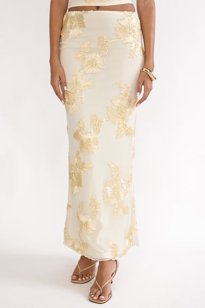 Golden Hours Maxi Skirt Embellished Yellow