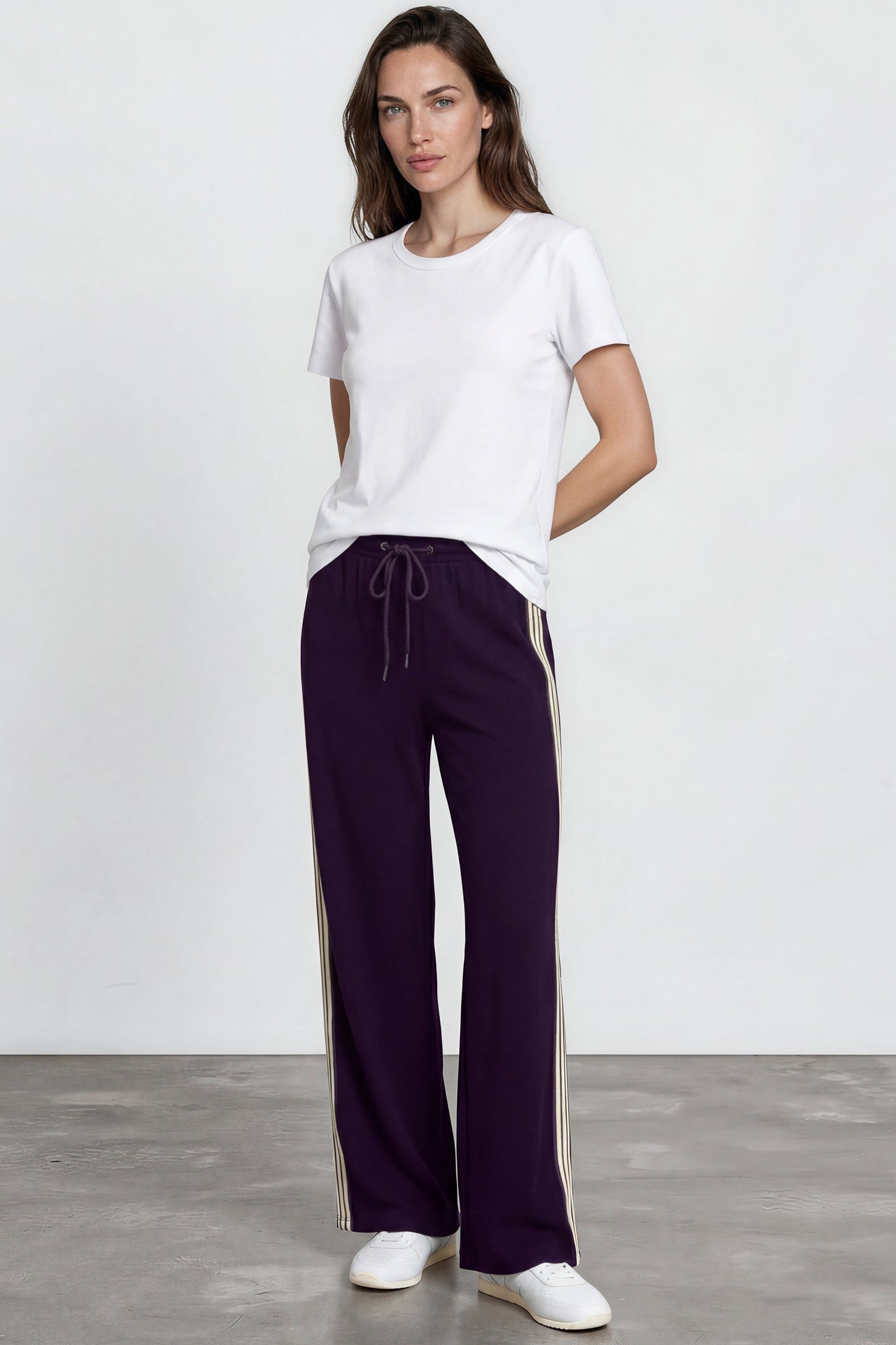 Oskar Pants - High Waisted Sports Stripe Side Seams in Navy