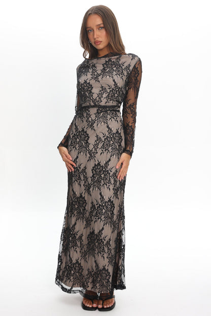 Loveland Off-Shoulder Lace Maxi Dress Black