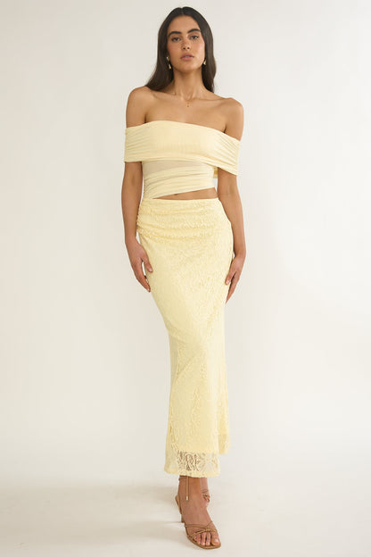 Lorely Off-Shoulder Lace Maxi Dress Butter