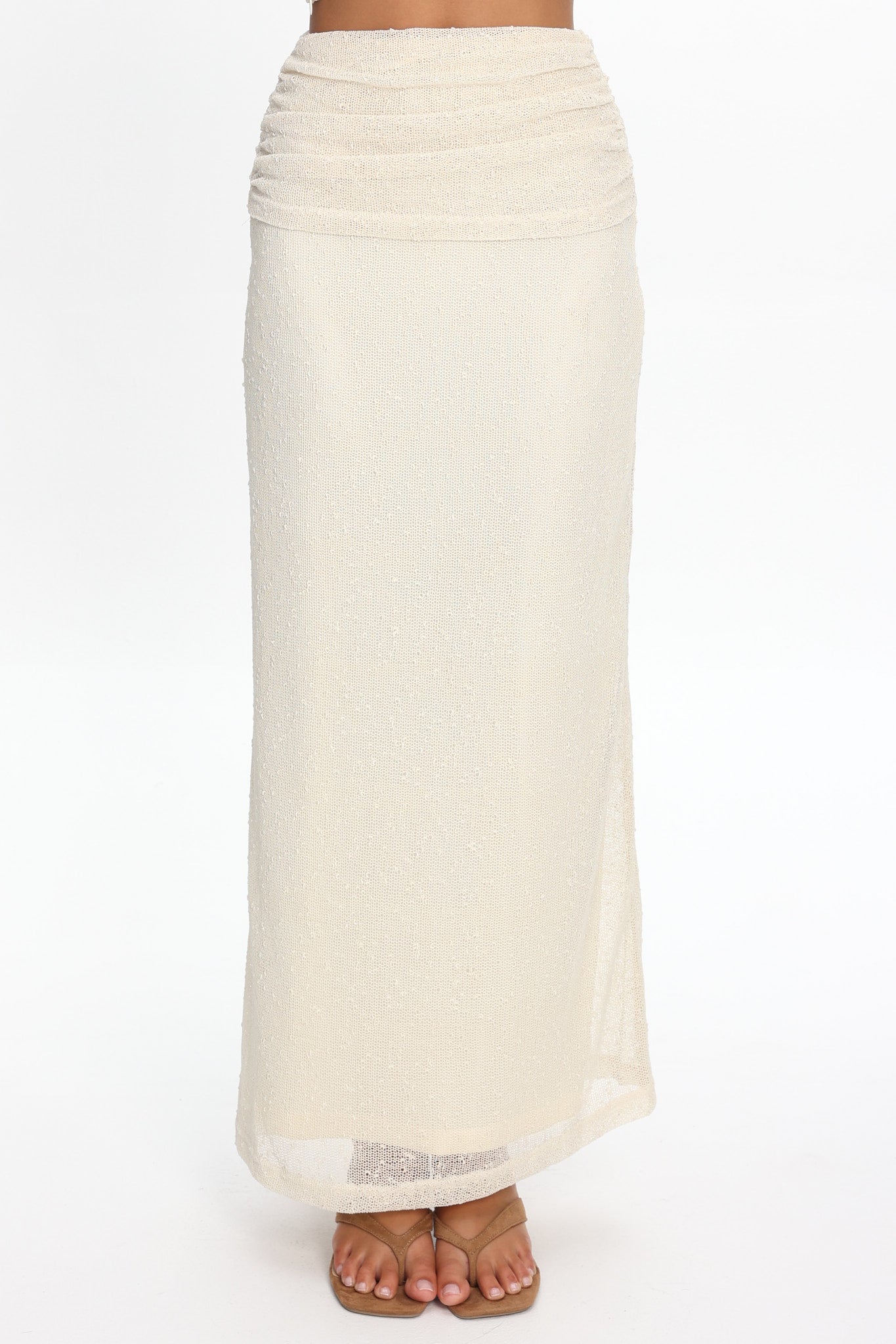 Alivya Ruched Waist Maxi Skirt Butter