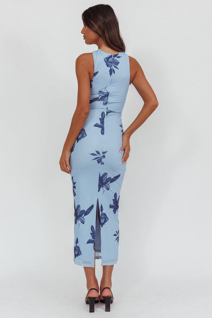 Maretha Gold Link Neckline Maxi Dress Lily Blue