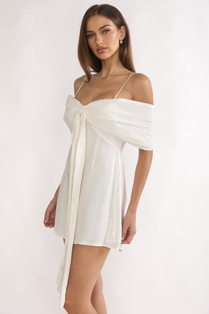 Lillibet Bow Tied Bust Mini Dress White