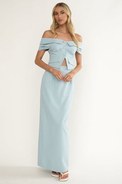 Maelie Column Maxi Skirt Blue