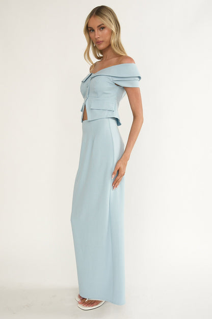 Maelie Column Maxi Skirt Blue