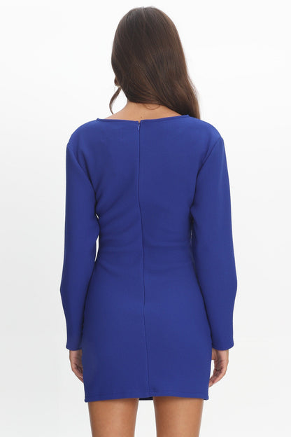 Briona Long Sleeve Buckle Mini Dress Cobalt