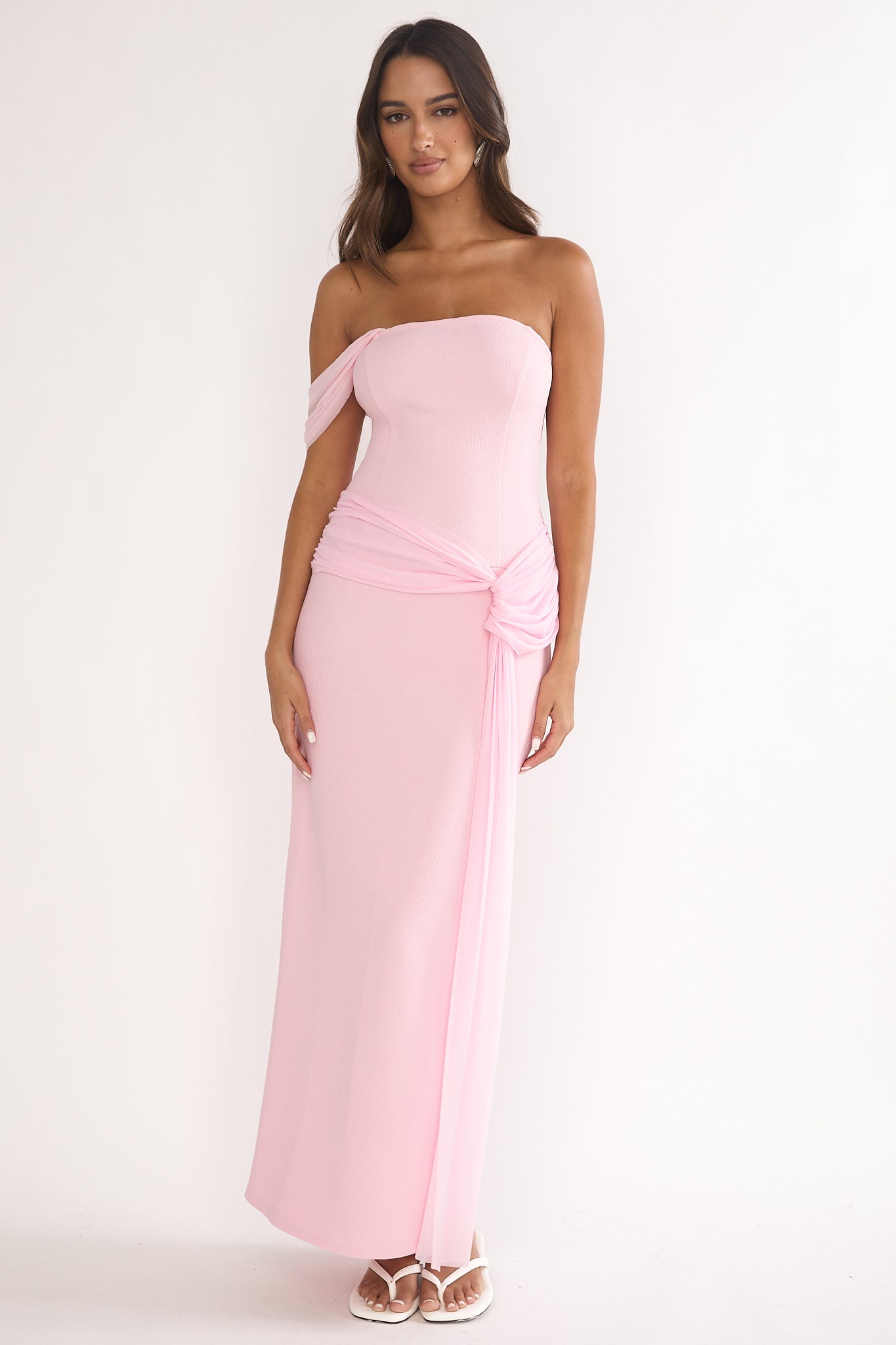 Chiavari Waist Drape Maxi Dress Pink