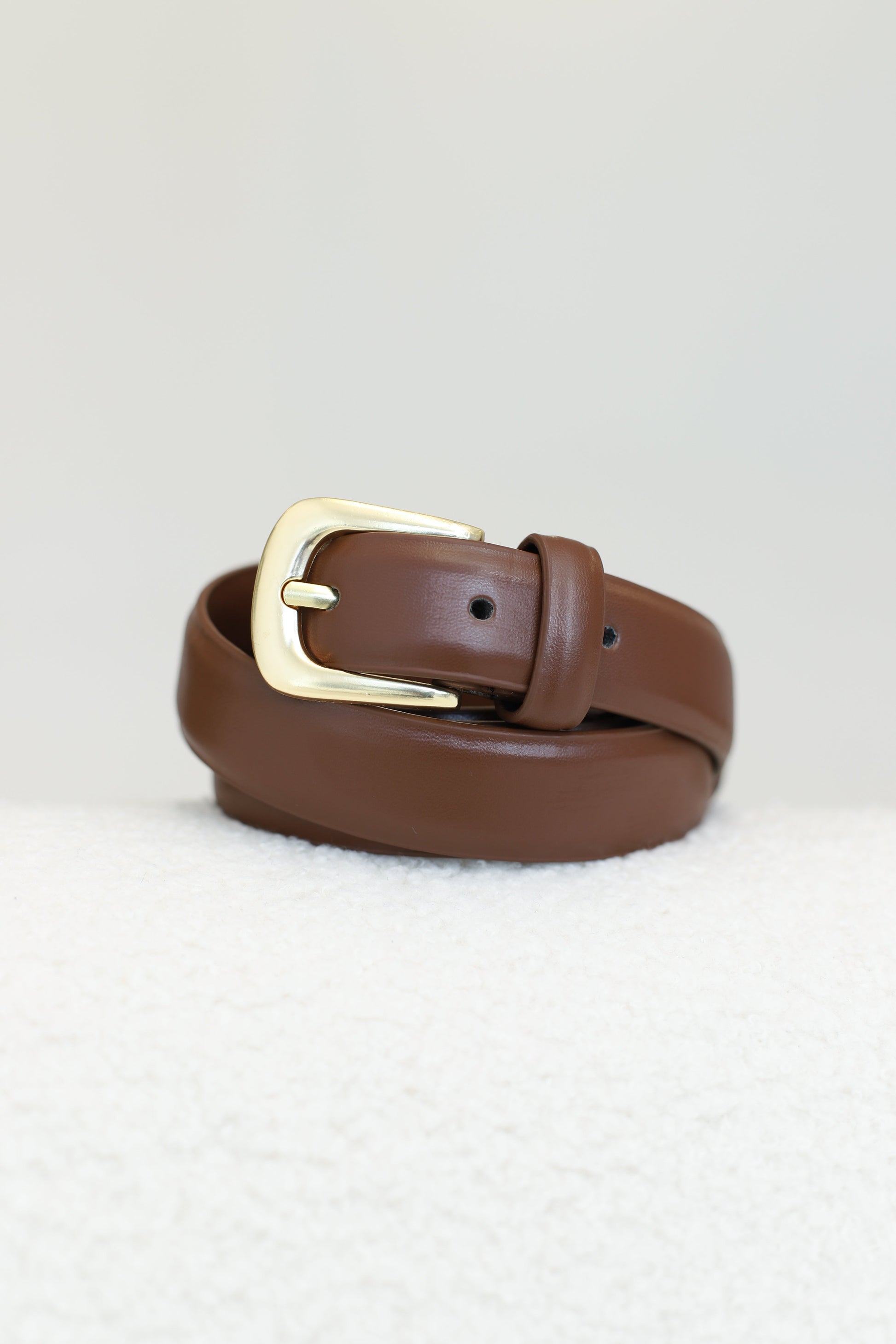 Cruz PU Leather Gold Buckle Thin Belt Set - Black/Brown