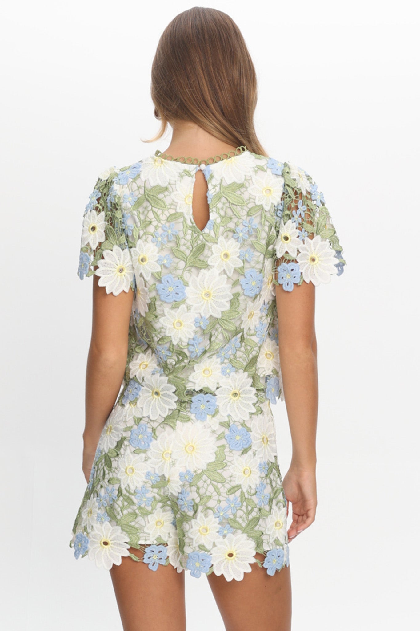 Heatwave Embroidered Shorts Floral Green