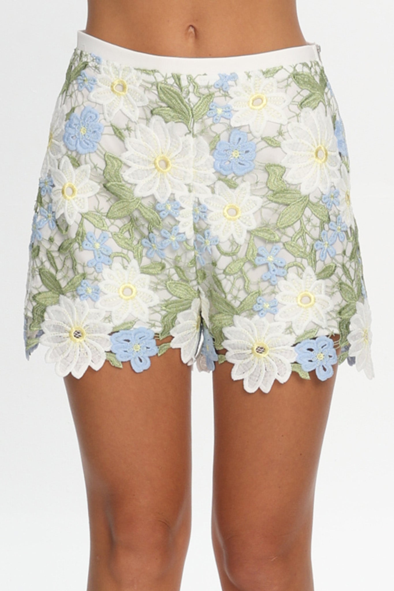 Heatwave Embroidered Shorts Floral Green
