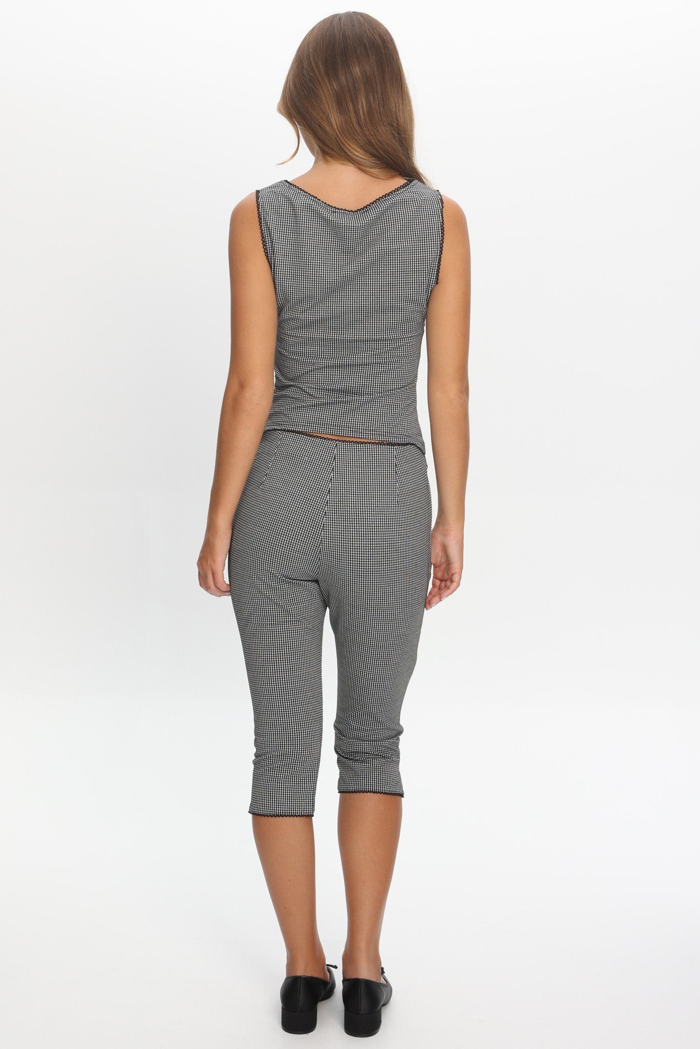 Girl's Trip Capri Pants Checker Black