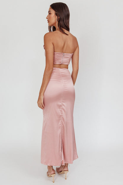 Like A Dove Satin Maxi Skirt Mauve