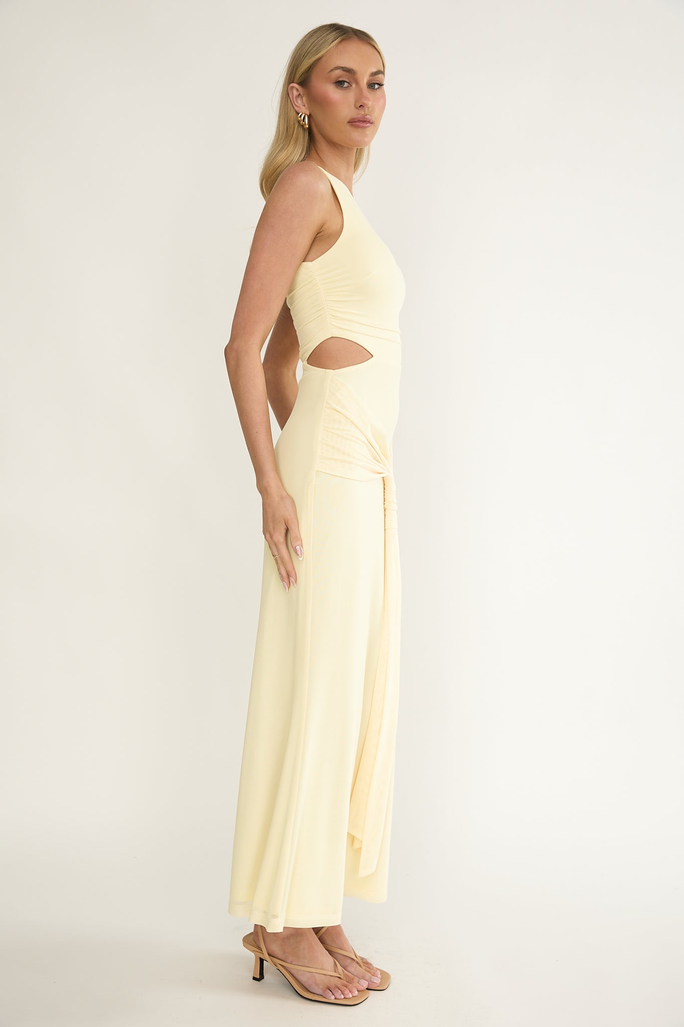 Luli One-Shoulder Cut-Out Maxi Dress Yellow