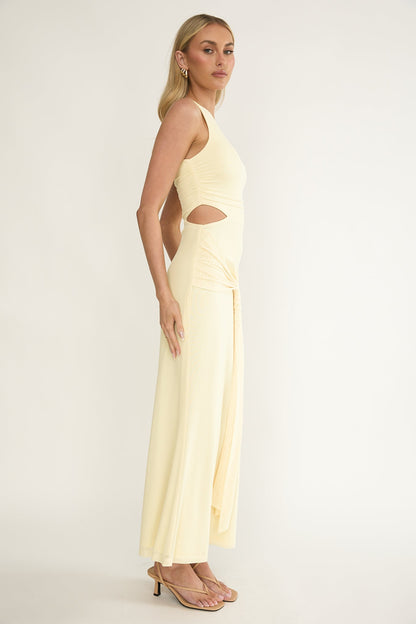 Luli One-Shoulder Cut-Out Maxi Dress Yellow