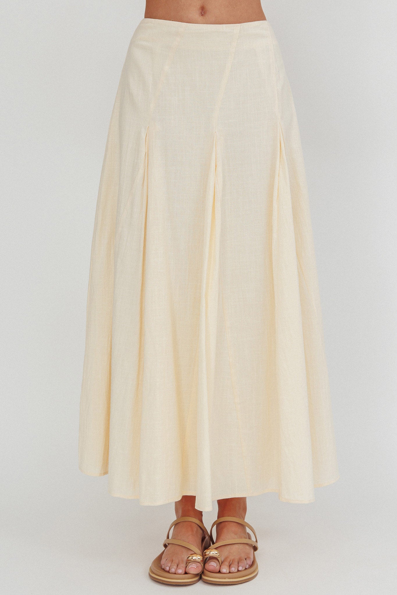Morning Lights Godet Maxi Skirt Cream
