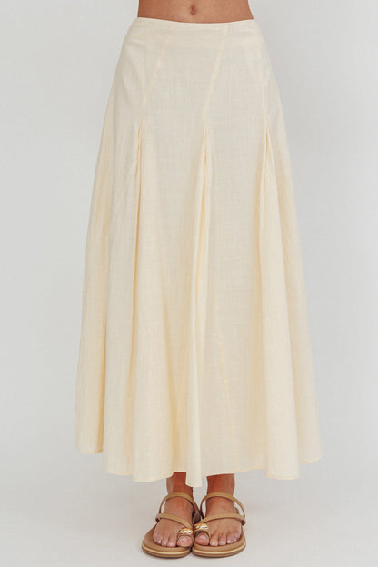 Morning Lights Godet Maxi Skirt Cream