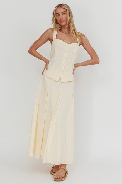 Morning Lights Godet Maxi Skirt Cream