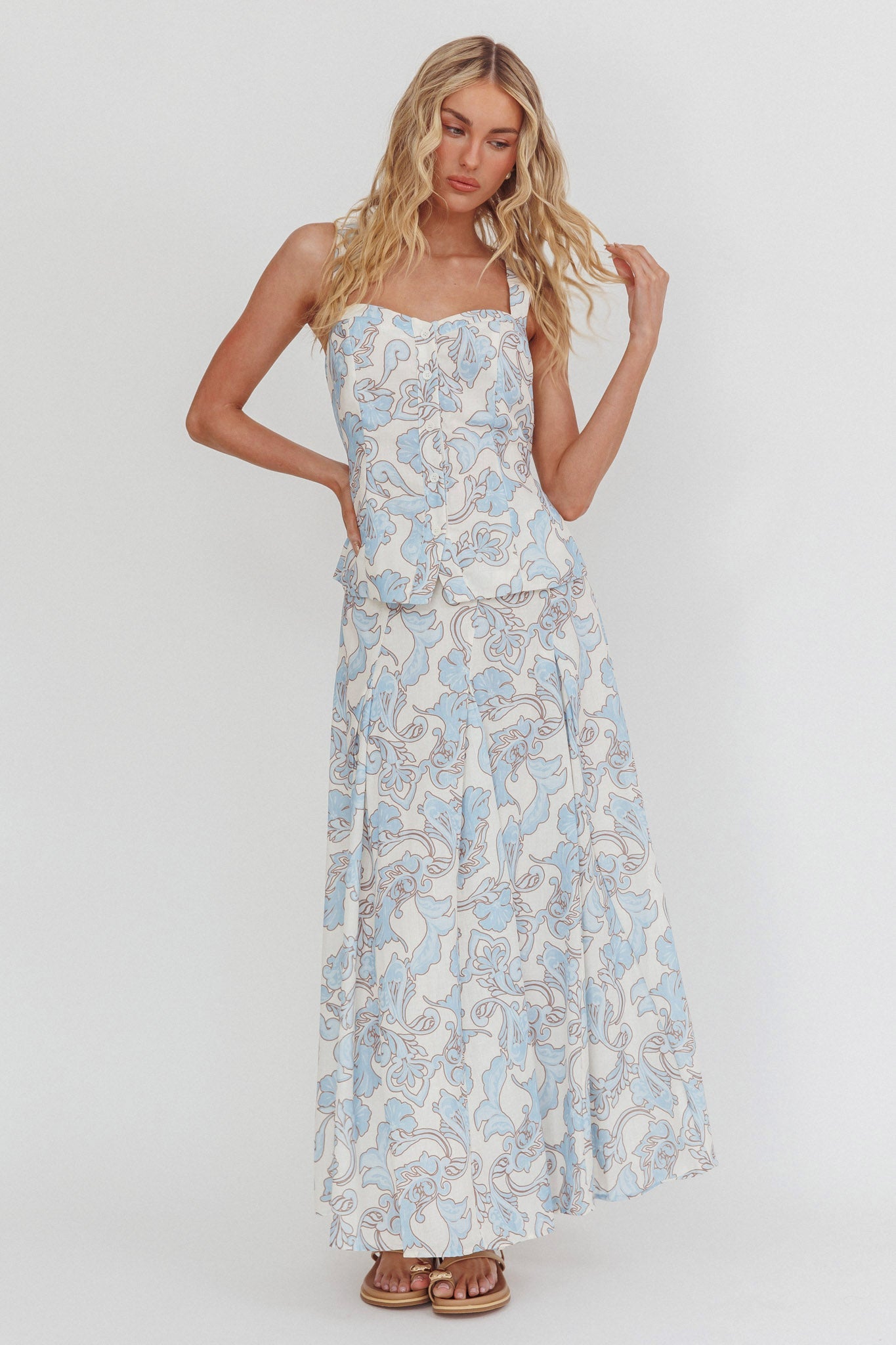 Morning Lights Godet Maxi Skirt Paisley