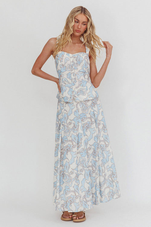 Morning Lights Godet Maxi Skirt Paisley