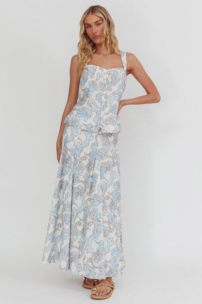 Morning Lights Godet Maxi Skirt Paisley