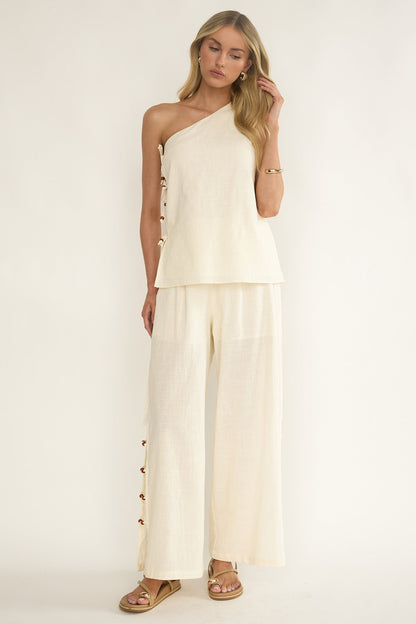 Dahlise Bead Trim Pants Cream