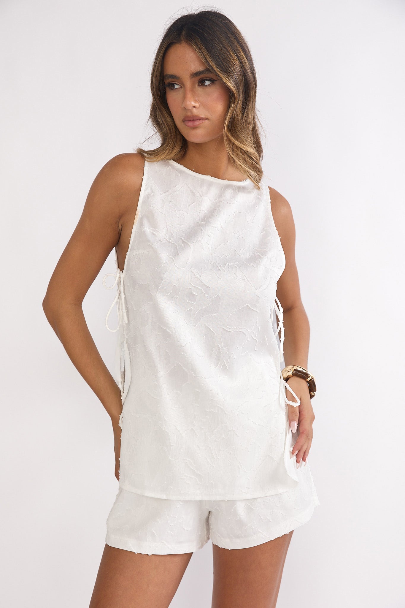Honeykiss Elasticated Waist Shorts White