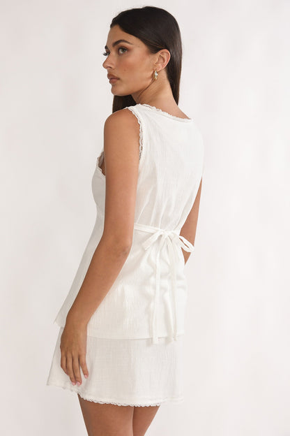 Maribelis Lace Trim Mini Skirt White