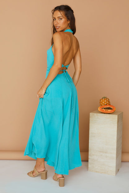 Slow Tempo Maxi Dress Aqua