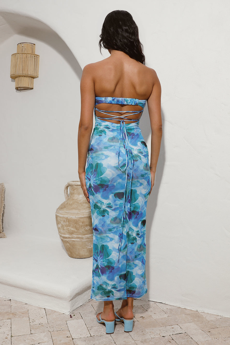 Ripple Effect Maxi Dress Blue