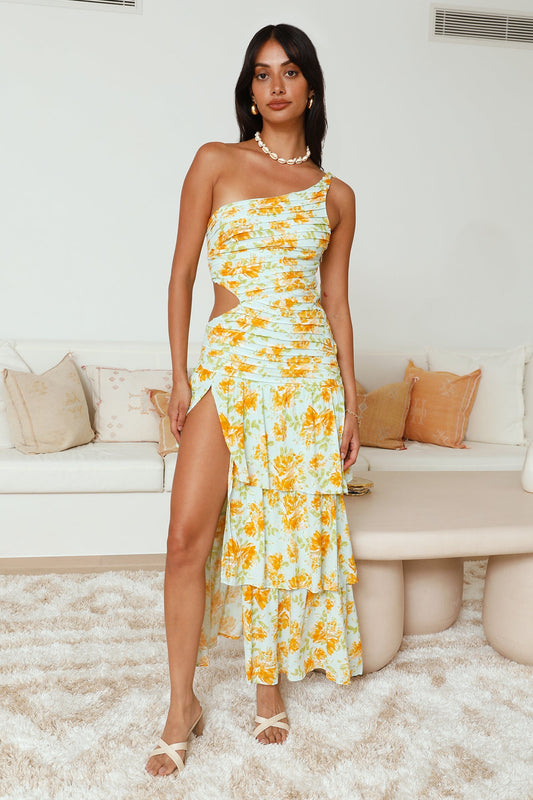 Party On The Coast One Shoulder Maxi Dress Blue