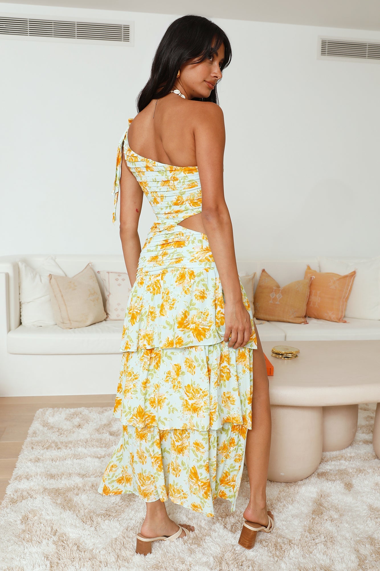 Party On The Coast One Shoulder Maxi Dress Blue