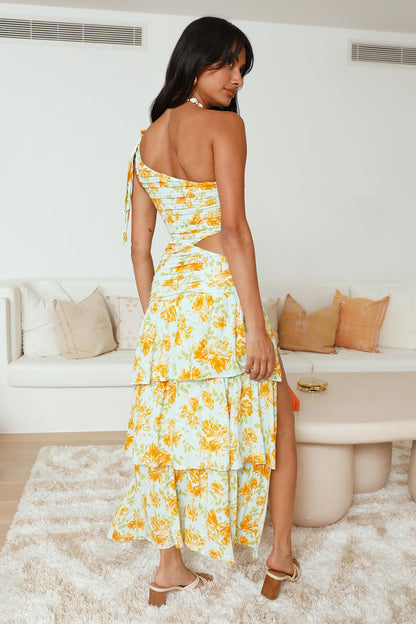 Party On The Coast One Shoulder Maxi Dress Blue