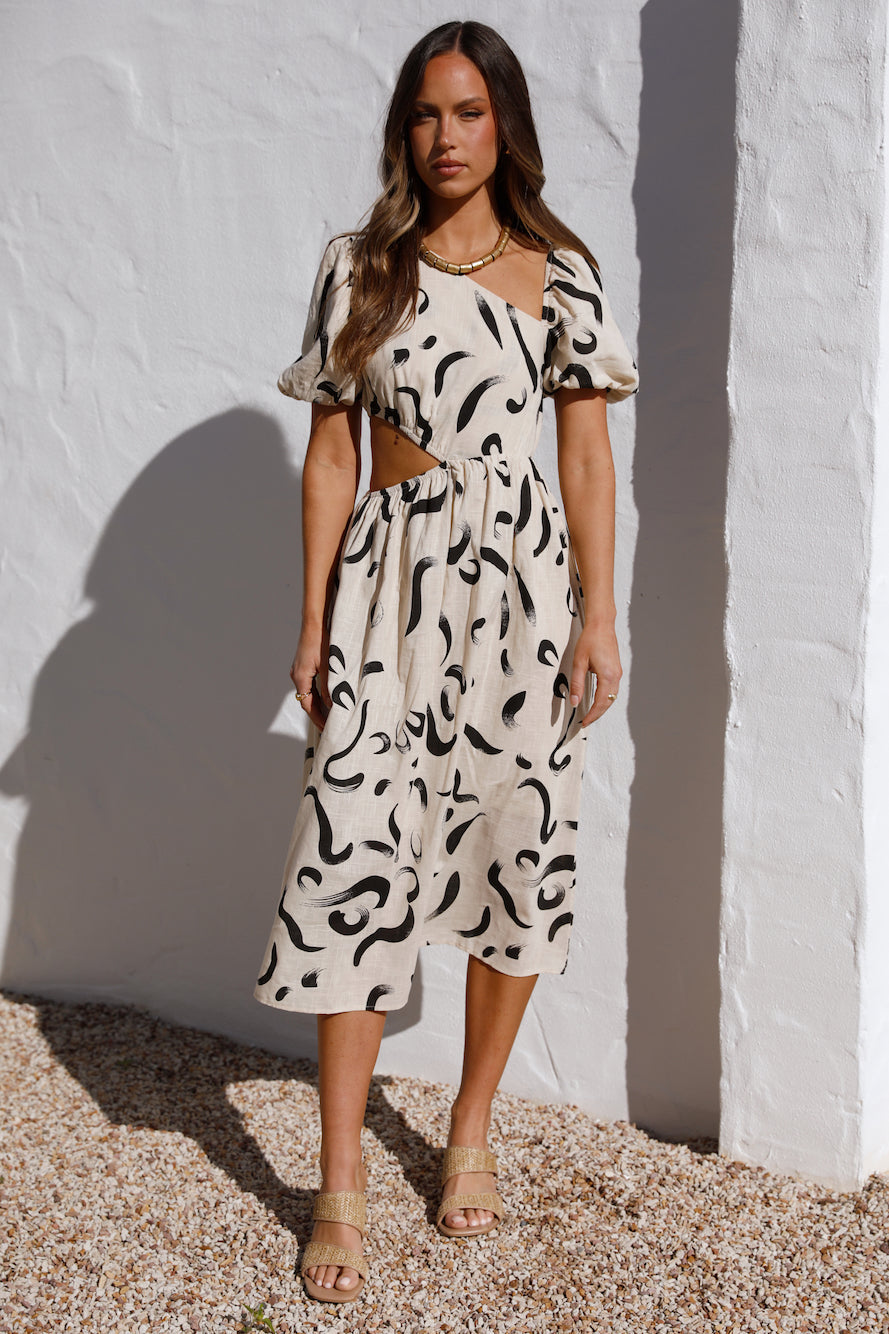 Pinnacle Moments Midi Dress Beige