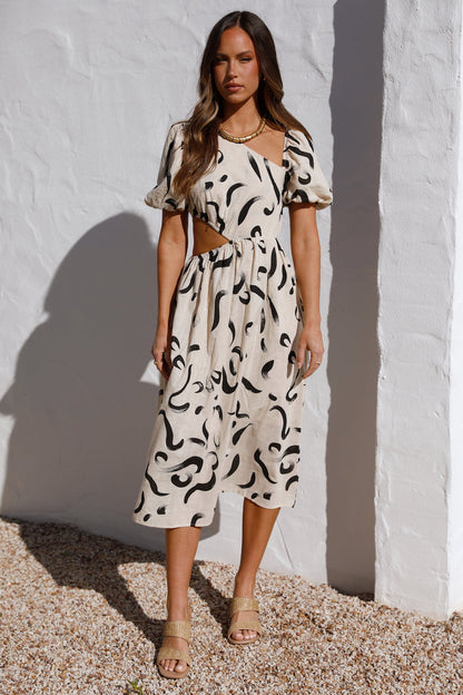 Pinnacle Moments Midi Dress Beige