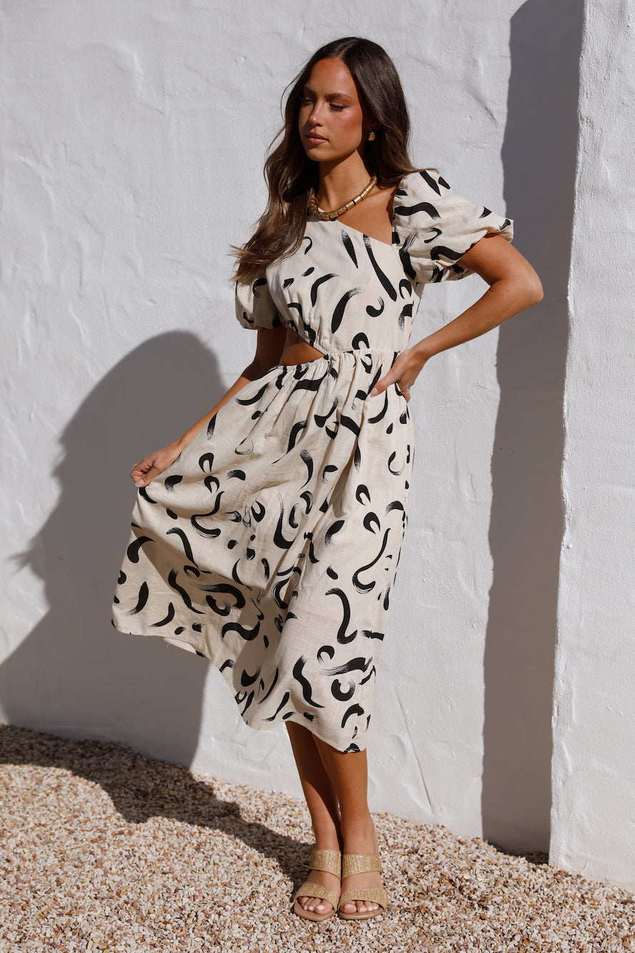 Pinnacle Moments Midi Dress Beige