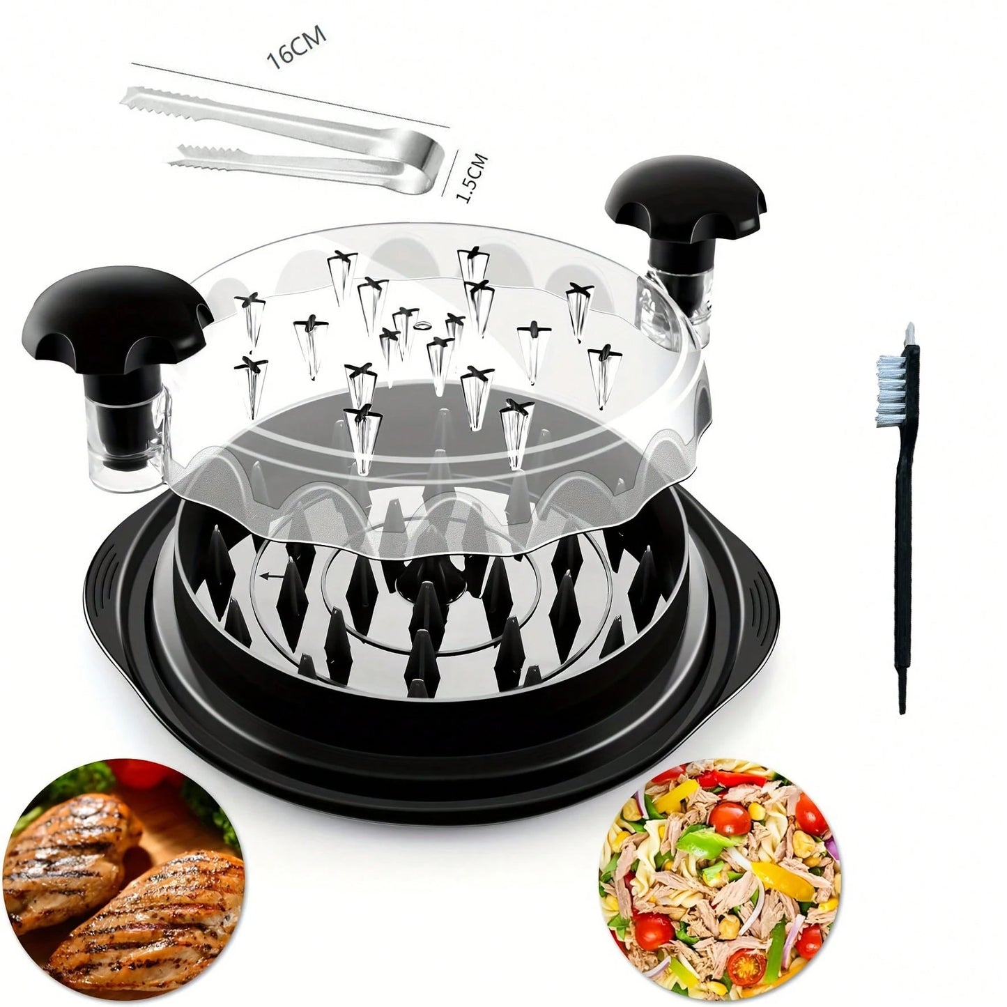 Chicken Shredder Large Chicken Breast Shredder Tool Twist With Anti-Slip Strip, Ergonomic Handle, Meat Shredder Tool Chicken Shredder Tool Twist With Heat Resistant Tong And Cleaning Brush