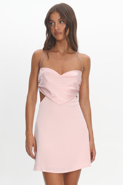 Keke Bead Strap Cut-Out Mini Dress Blush